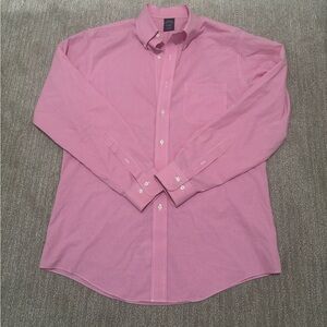 Brooks Brothers Pink Check Dress Shirt Non-Iron Size 16 34/35 Classic Fit